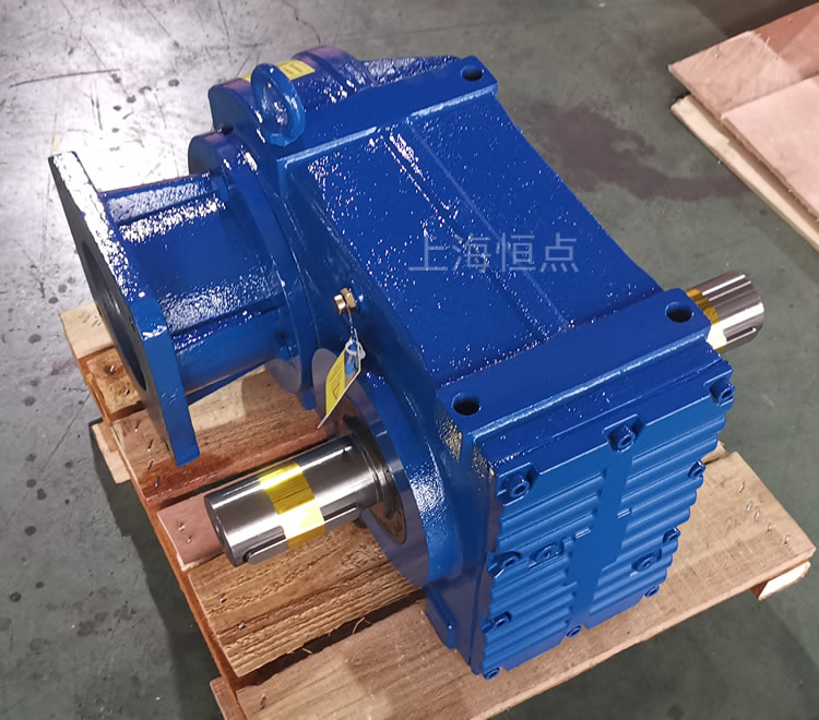 F77減速機 輸出雙軸A+B 輸入配伺服方法蘭端蓋 藍色實物照片 - 上海恒點