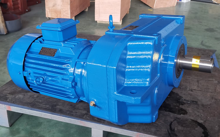 F87系列減速機 輸入配電機 輸出單軸 藍色實物 照片 - 恒點