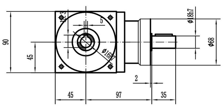 HDA09系列換向器：HDA09-2：1-E外形安裝尺寸圖2